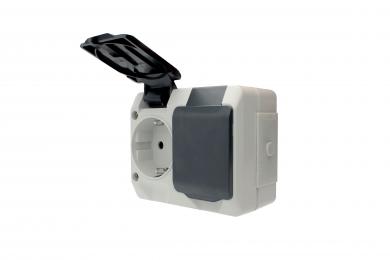 Dual power socket IP44, clamp connection 